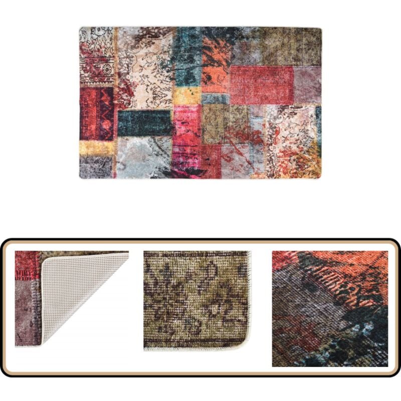 Vidaxl - Tapis lavable antidérapant Patchwork 160x230 cm multicolore - Tapis Design - Tapis Moderne - Tapis Salon - Tapis Chambre - Tapis Coloré