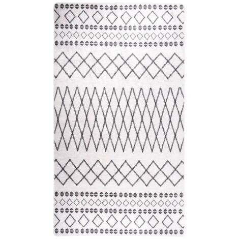 Tapis lavable antidérapant  Tapis de salon Tapis d'entrée 190x300 cm Noir et blanc 72123