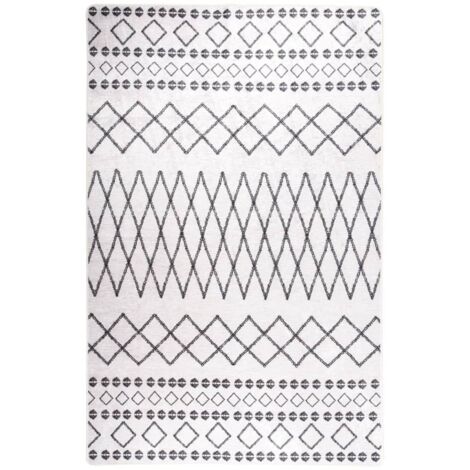 Tapis lavable antidérapant  Tapis de salon Tapis d'entrée 80x150 cm Noir et blanc 13660