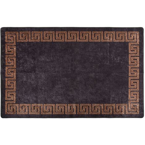 Tapis lavable antidérapant  Tapis de salon Tapis d'entrée 80x150 cm Noir et doré 82623