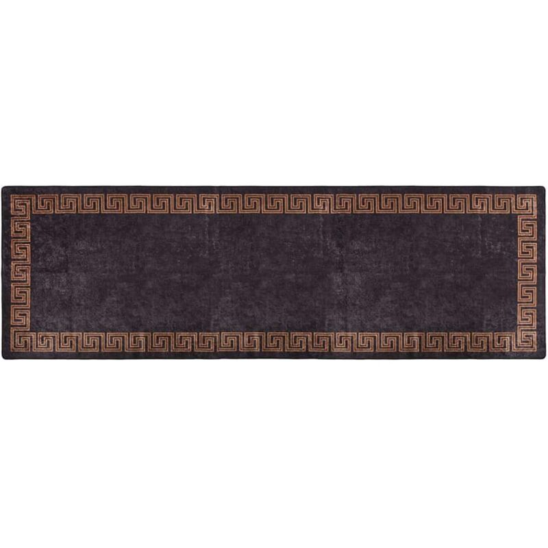 Vidaxl - Tapis lavable antidérapant 80x300 cm Noir et doré