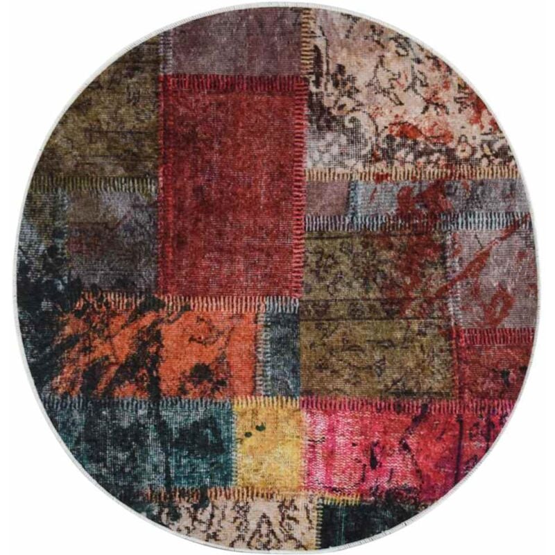 Vidaxl - Tapis lavable antidérapant Patchwork 120 cm Multicolore