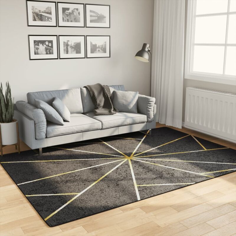 Vidaxl - Tapis lavable noir et doré 160x230 cm antidérapant