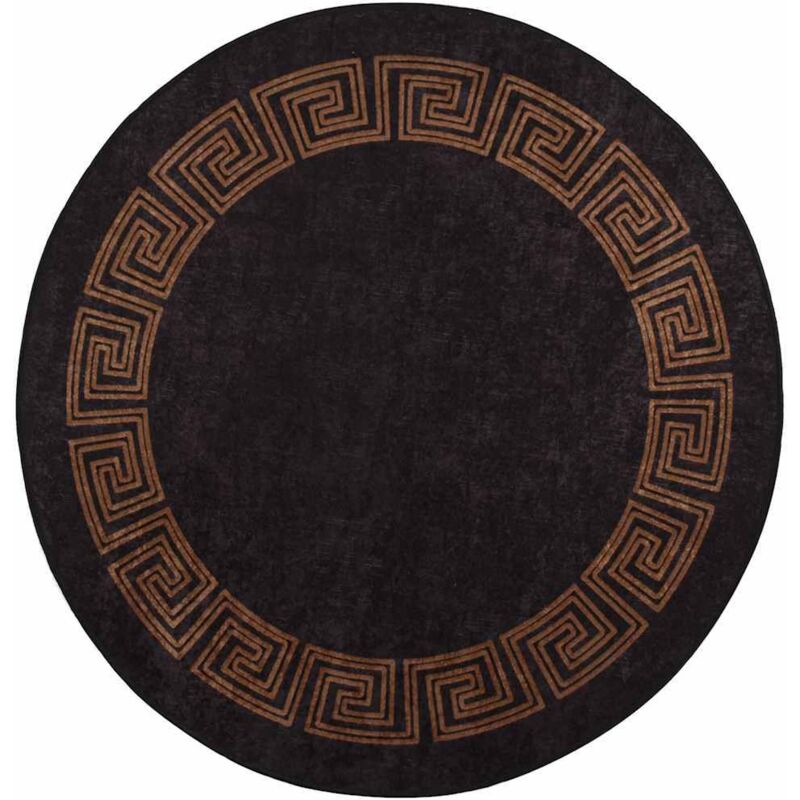 Tapis lavable antidérapant 120 cm Noir et doré