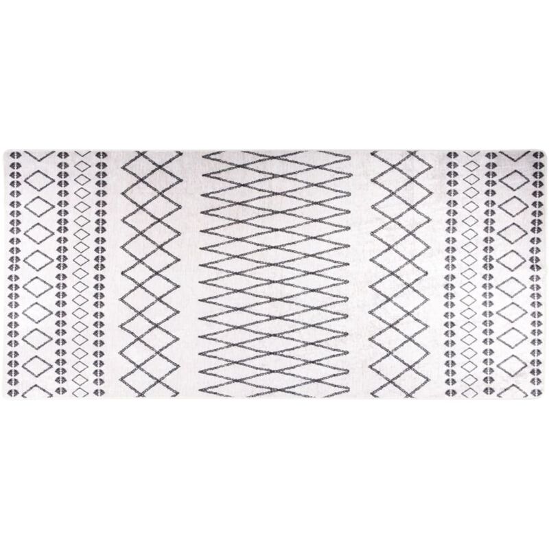 Tapis lavable antidérapant 80x300 cm Noir et blanc vidaXL