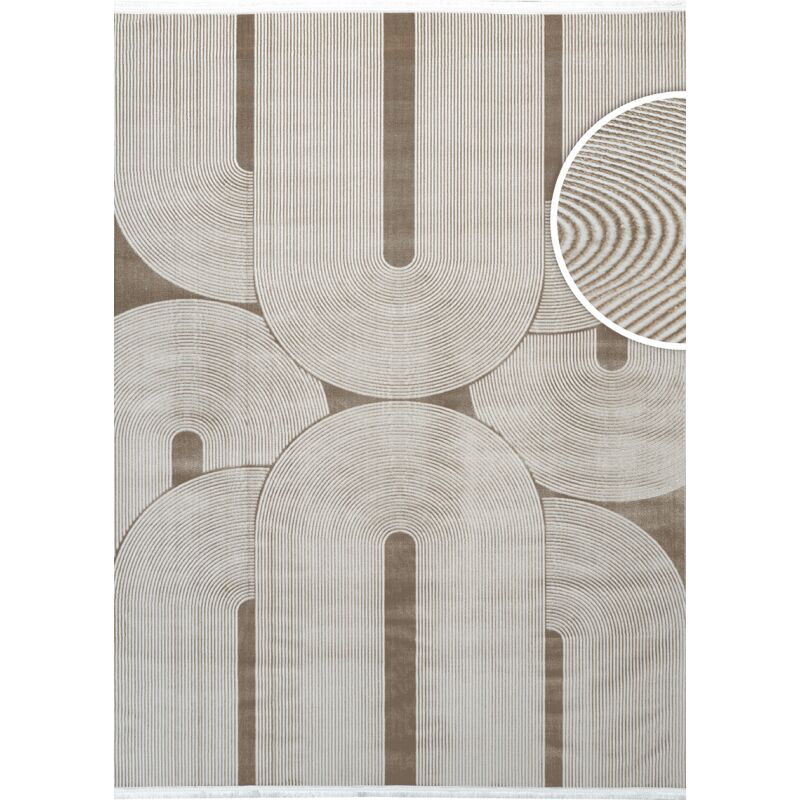 Tapis lavable en machine taupe arc istanbul 02 à poils courts brillants 120x170 cm