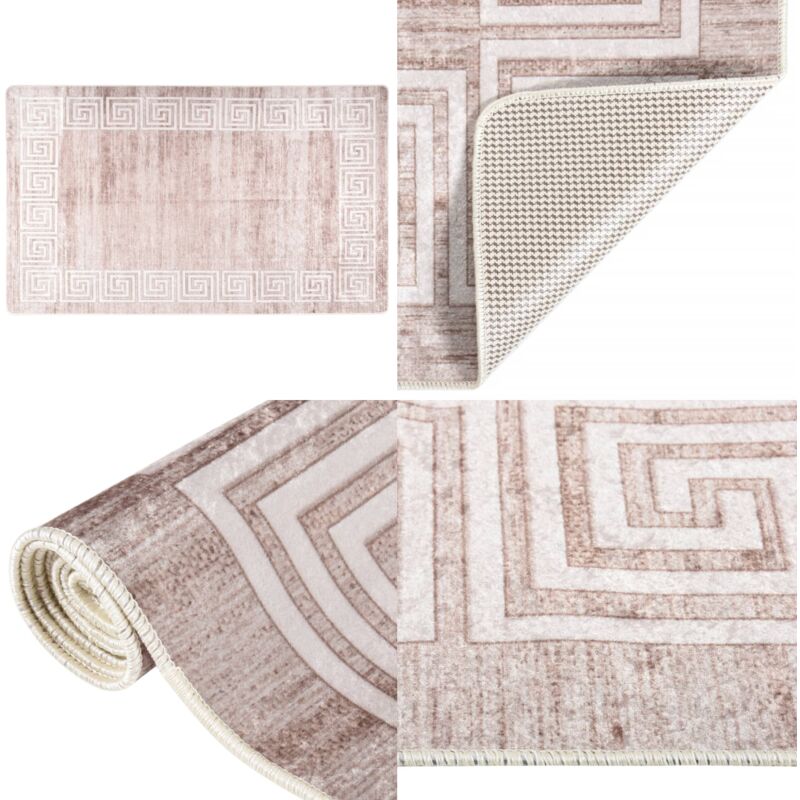 Vidaxl - Tapis lavable beige 120x170 cm antidérapant - Tapis Salon - Tapis Beige - Tapis Moelleux - Tapis Antidérapant - Tapis Absorbant Bruit - Home