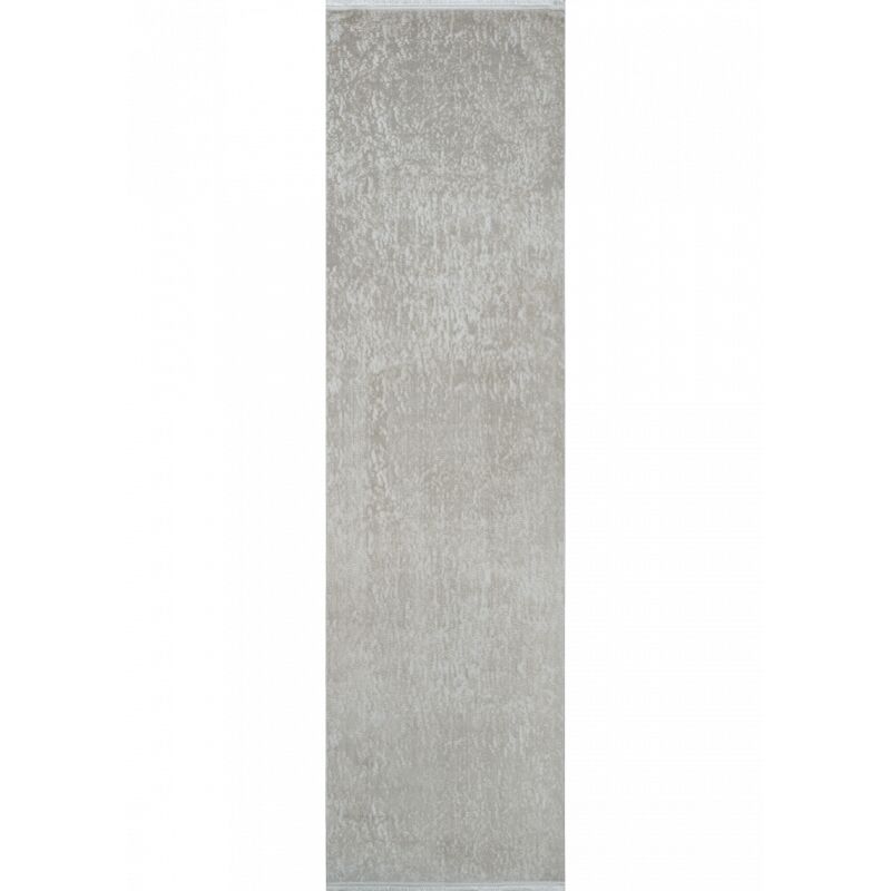 Tapis couloir lavable en machine uni crème ISTANBUL 07 à poils courts brillants 80x300 cm