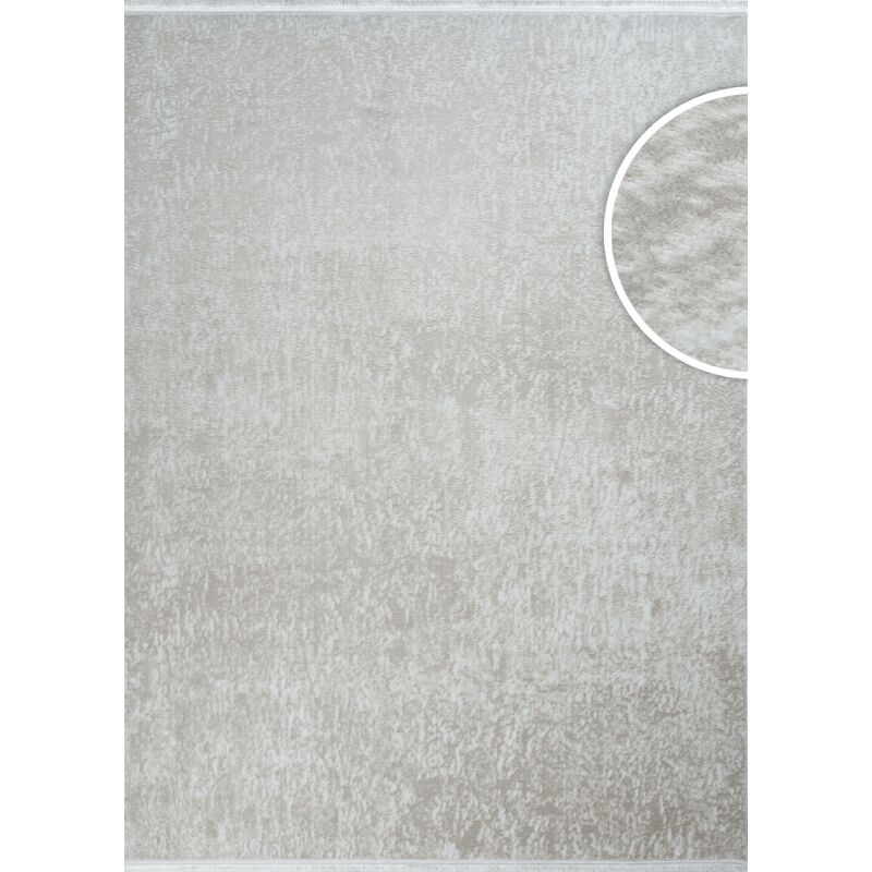 Tapis lavable en machine uni crème istanbul 07 à poils courts brillants 200x290 cm