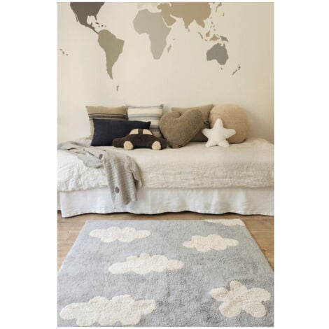 Tapis lavable en machine pour enfant Clouds Lorena Canals Gris 120x160