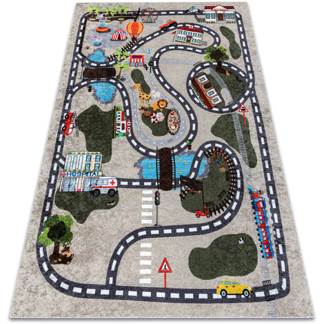 Tapis lavable JUNIOR 51803.804 Ville, rues pour les enfants antidérapant - beige beige 80x150 cm