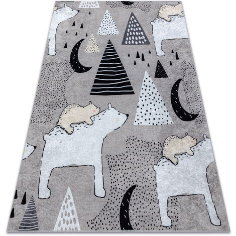 Tapis lavable JUNIOR 51974.802 Ours, animaux pour les enfants antidérapant - gris gray 160x220 cm