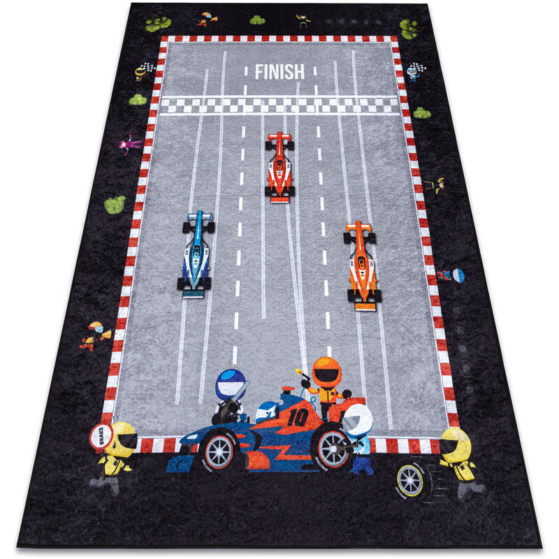 Rugsx - Tapis lavable junior 52108.801 Course, formule 1 pour les enfants antidérapant - gris gray 160x220 cm