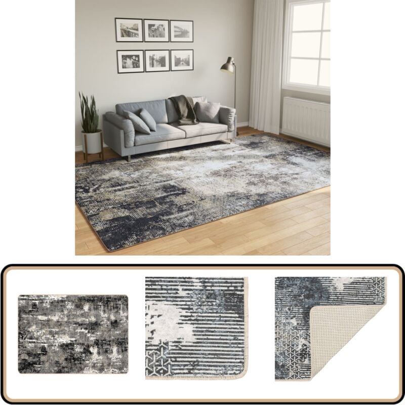 Tapis lavable multicolore 190x300 cm antidérapant - Tapis Design - Tapis Salon - Tapis Chambre - Tapis Moderne - Tapis Gris