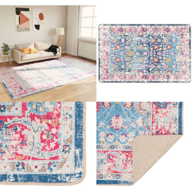 Vidaxl - Tapis lavable multicolore 190x300 cm antidérapant - Tapissalon - Tapis Bleu - Tapis Antidérapant - Tapis Design - Tapis Moderne - Home &