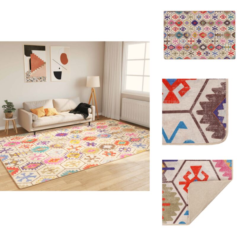 Tapis lavable multicolore 190x300 cm antidérapant - Tapissalon - Tapis Multicolores - Tapis Antidérapant - Tapis Veloutée - Décoration Intérieur