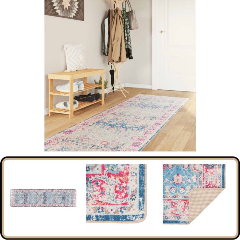 Tapis lavable multicolore 80x300 cm antidérapant - Tapis Salon - Tapis Chambre - Tapis Entrée - Tapis Antidérapant - Tapis Design