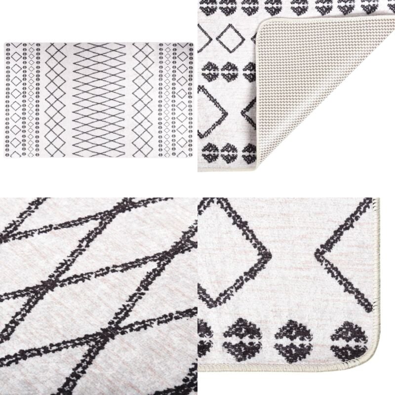 Vidaxl - Tapis lavable noir et blanc 120x170 cm antidérapant - Tapis Salon - Tapis Design - Tapis Moderne - Tapis Antidérapant - Tapis Absorbant
