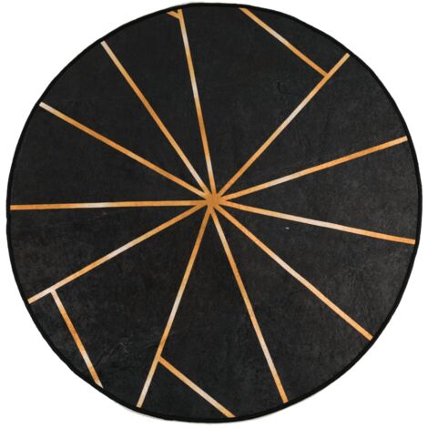 Tapis lavable noir et doré Ø 120cm antidérapant