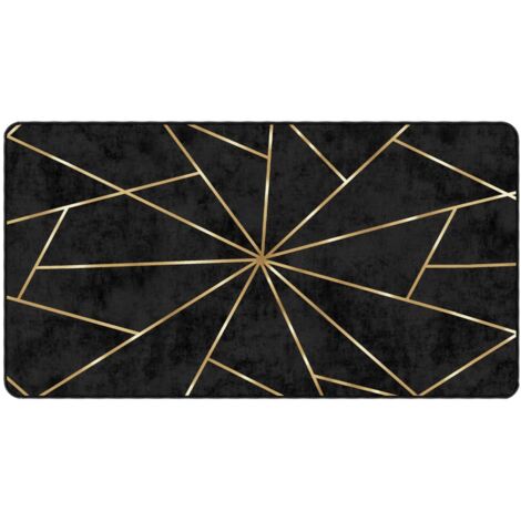 Tapis lavable noir et doré 80x150 antidérapant