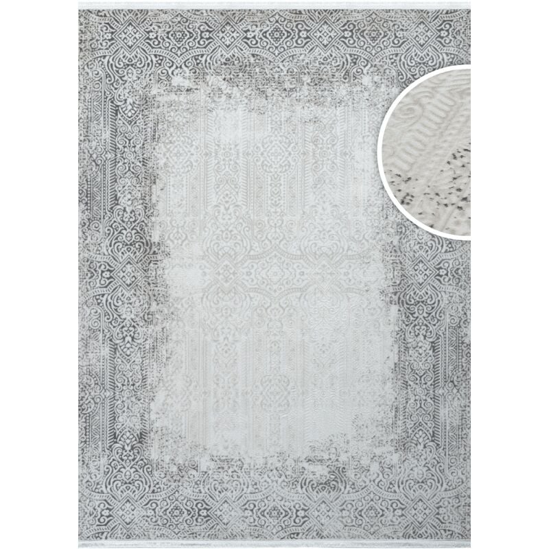 Tapis lavable en machine oriental gris istanbul 08 à poils courts brillants 160x230 cm