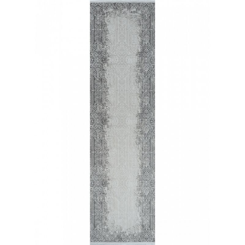 Tapis couloir lavable en machine oriental gris ISTANBUL 08 à poils courts brillants 80x300 cm