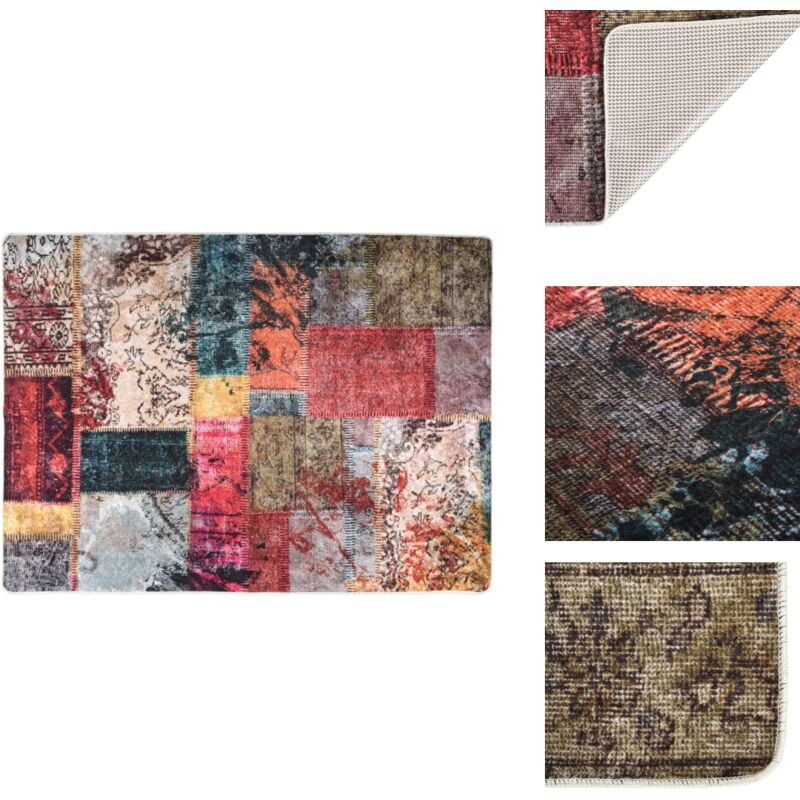 Tapis lavable patchwork multicolore 150x230 cm antidérapant - Tapis Salon - Tapis Coloré - Tapis Design - Tapis Antidérapant - Tapis Absorbant Bruit