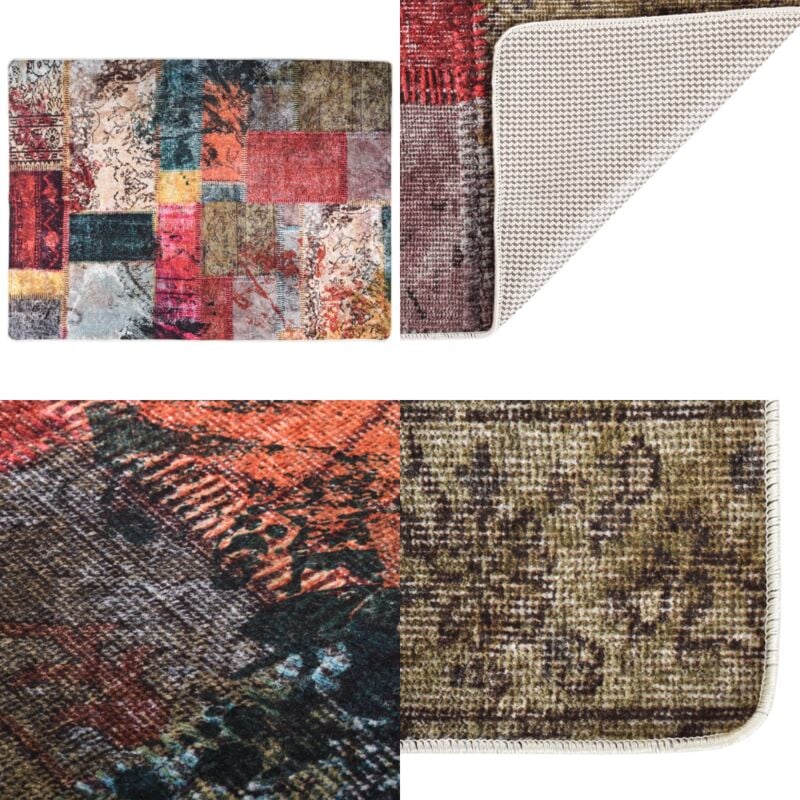 Tapis lavable patchwork multicolore 150x230 cm antidérapant - Tapis Salon - Tapis Coloré - Tapis Design - Tapis Antidérapant - Tapis Absorbant Bruit