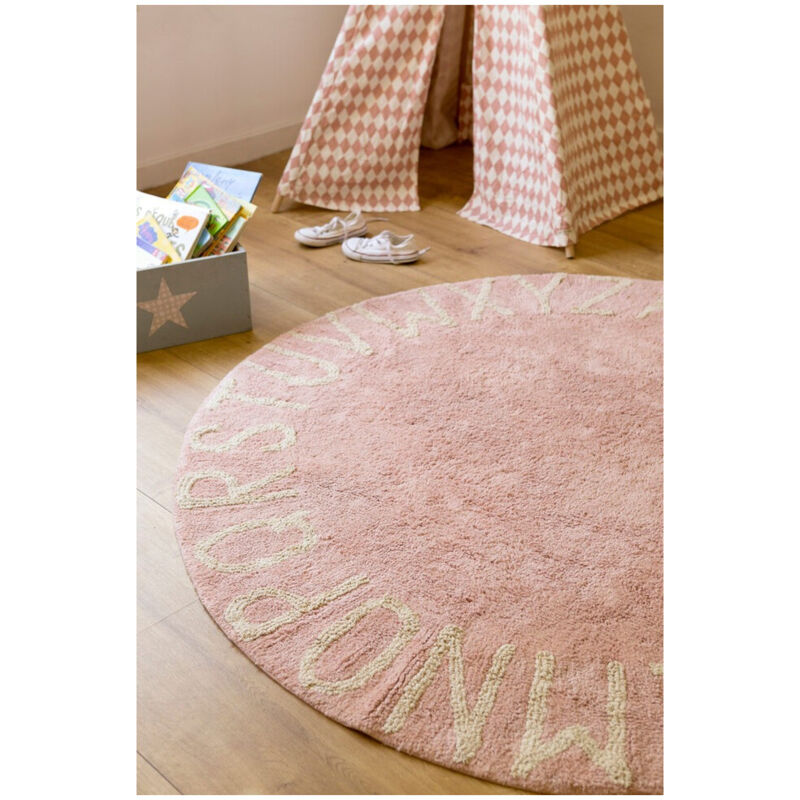 Homemaison - Tapis rond enfant lavable en machine Round abc Lorena Canals Rose ø 150