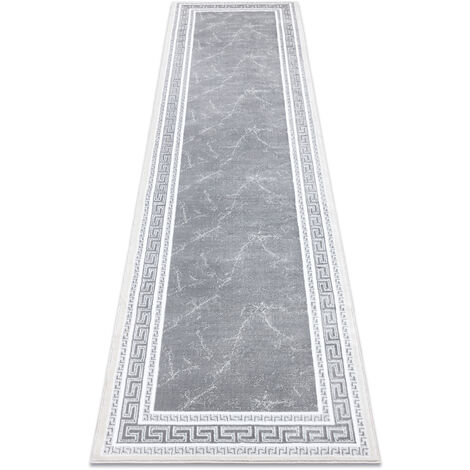 RUGSX Tapis, le tapis de couloir GLOSS moderne 2813 27 élégant, cadre, grec gris nuances de gris et argent 60x200 cm