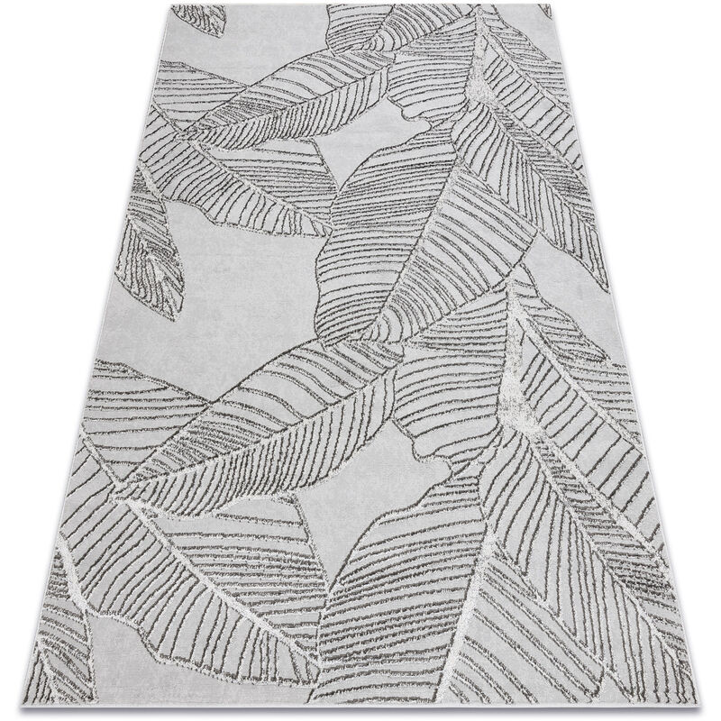 Tapis lira E1482 Feuilles, structuré, moderne, glamour - gris grey 80x150 cm