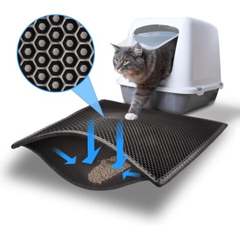 Tapis Litière Chat,60x45 CM Honeycomb Double Couche Non-Slip Tapis de Litiere pour Chat,Imperméable Non Toxique EVA, pour Bac à Litière Chat et Toilette Chat