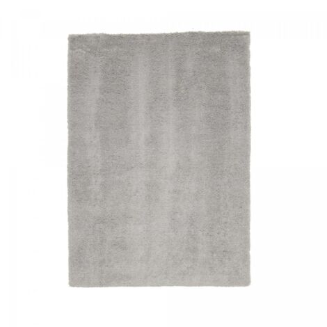 Tapis longs poils shaggy 200x290 gris fait à la main rectangle motif uni CHIC