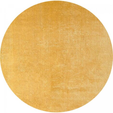 Tapis LYN10 LAVABLE 30°C Ø120cm Or, tapis shaggy uni à longs poils