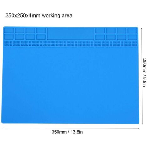 Tapis Magnétique Anti Chaleur Silicone Réparation Ordinateur Téléphone Station Soudure Outils 350x250x4mm Bleu Foncé