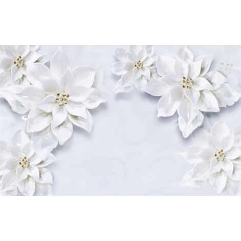 Tapis magnétique pour cache radiateur, fleurs blanches, 60x100cm