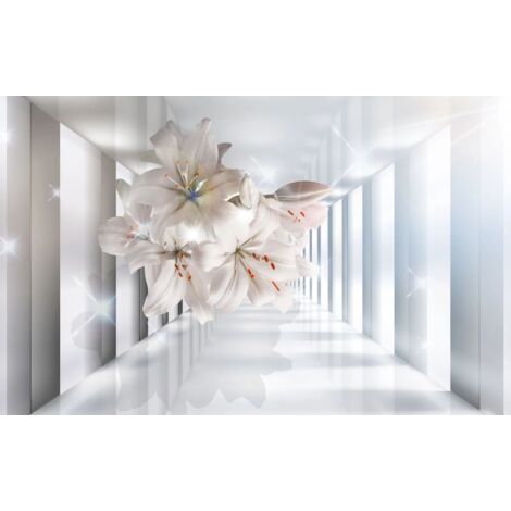 Tapis magnétique pour cache radiateur, fleurs décoratives blanches 3D, 60x100cm