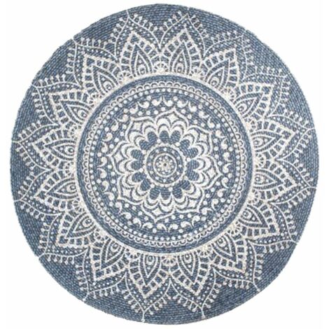 Tapis Mandala 90 cm - Gris Bleu