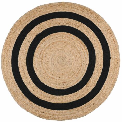 Tapis MAORI en Jute 90 x 90 cm - Noir