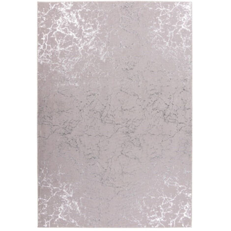 Tapis Marbré à Poils Longs "Bijou" Taupe & Argent 80 x 150 cm