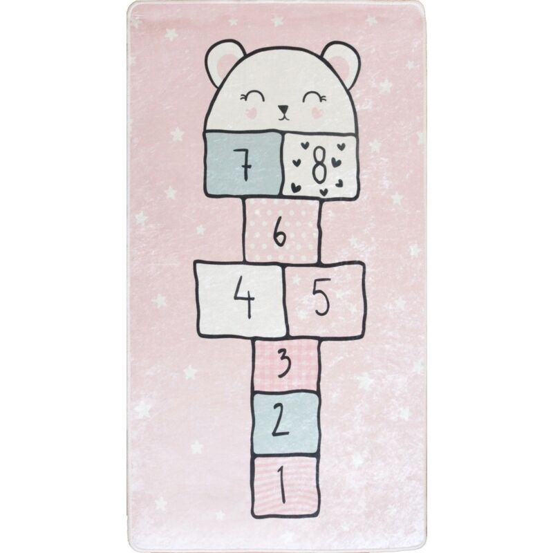 Vendorflair - Tapis Marelle Etoile Rose 80x150cm – Qualité supérieure pour Maison, Appartement, Bureau – Style élégant et durable – Confort optimal,