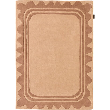 Tapis marron fait main en laine et coton motif nature - 133 x 190 cm