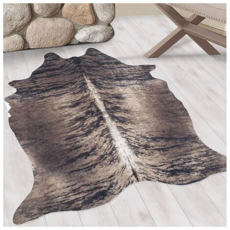 Tapis marron imitation peau de bête lavable en machine Levi Marron 100x135