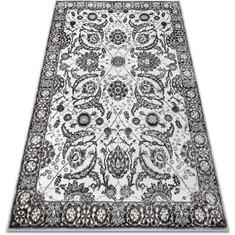 Tapis MATEO 8037/644 Moderne cadre, fleurs - structurel gris gray 80x150 cm