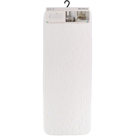 Tapis memoire de forme microfibre galet 45x120 cm - blanc - Tendance