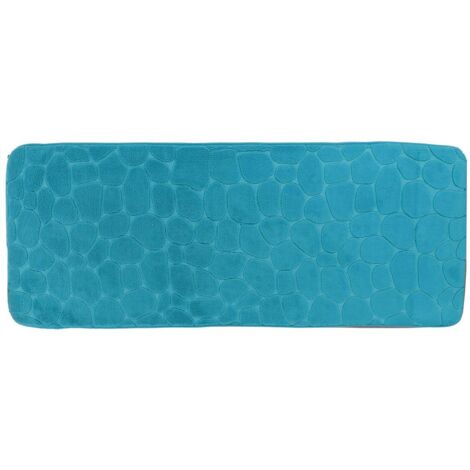 Tapis memoire de forme microfibre galet 45x120 cm - bleu canard - Tendance
