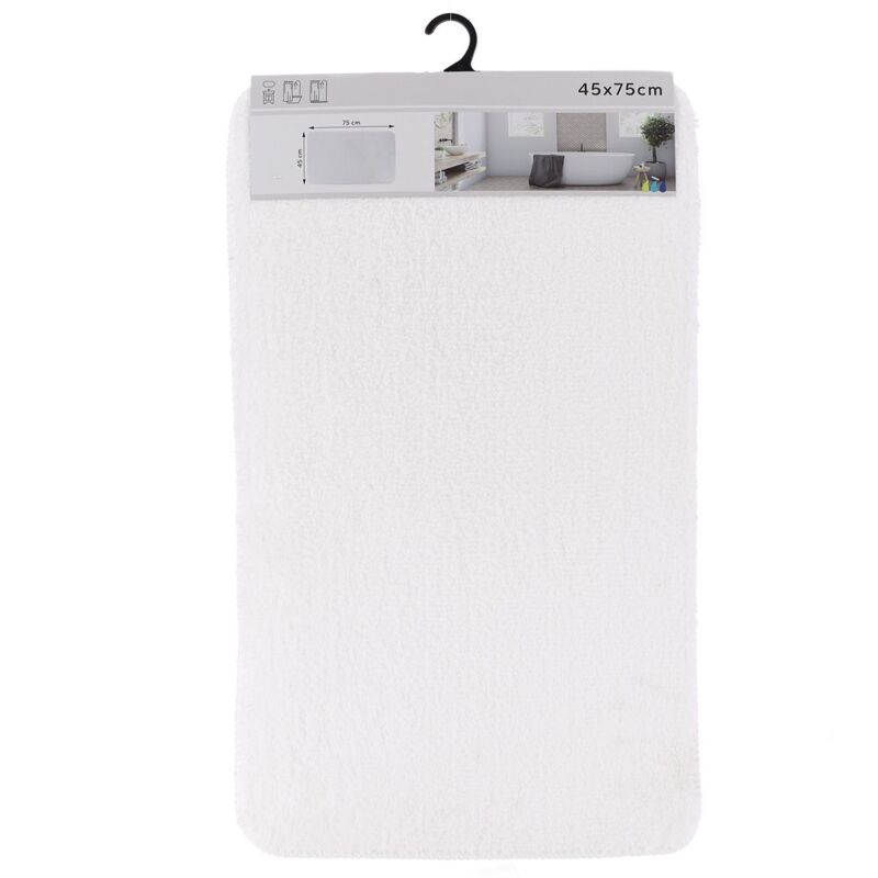 Tapis de salle de bain Blanc en Microfibre Confort et Doux 45 x 75 cm Tendance