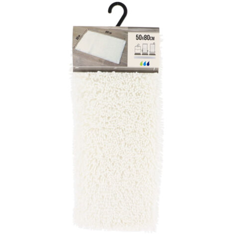 Tapis microfibre petite chenille 50x80 cm - blanc - Tendance