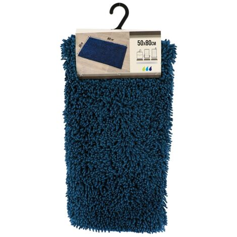 Tapis microfibre petite chenille 50x80 cm - bleu paon - Tendance