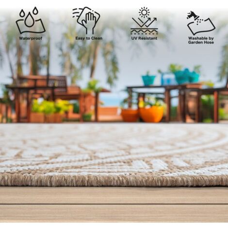 Tapis Mistra — Tapis d'extérieur robuste, au design moderne, résistant aux intempéries et aux UV, couleur naturelle, 200 x 280 cm
